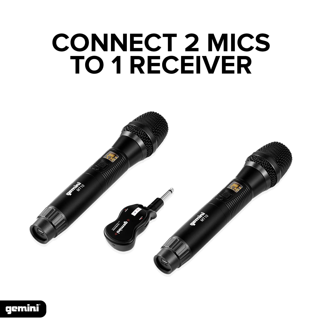 Gemini Sound GMU-M200 Pro Plug & Play Wireless Rechargeable UHF Handheld Microphone with Cordless Self Powered 1/4 Inch Jack Rec